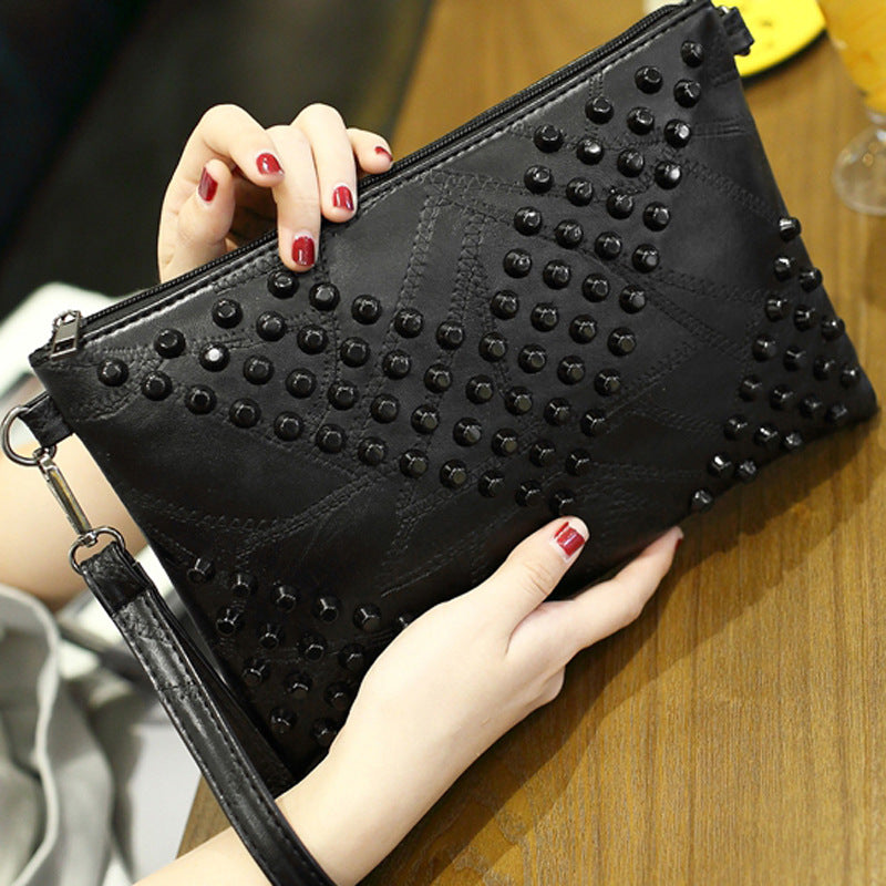 Fashion Genuine Leather Women Bag Messenger Bags Rivet Shoulder Bag Clutch High Quality Crossbody Bags Female Purse Bolsas
