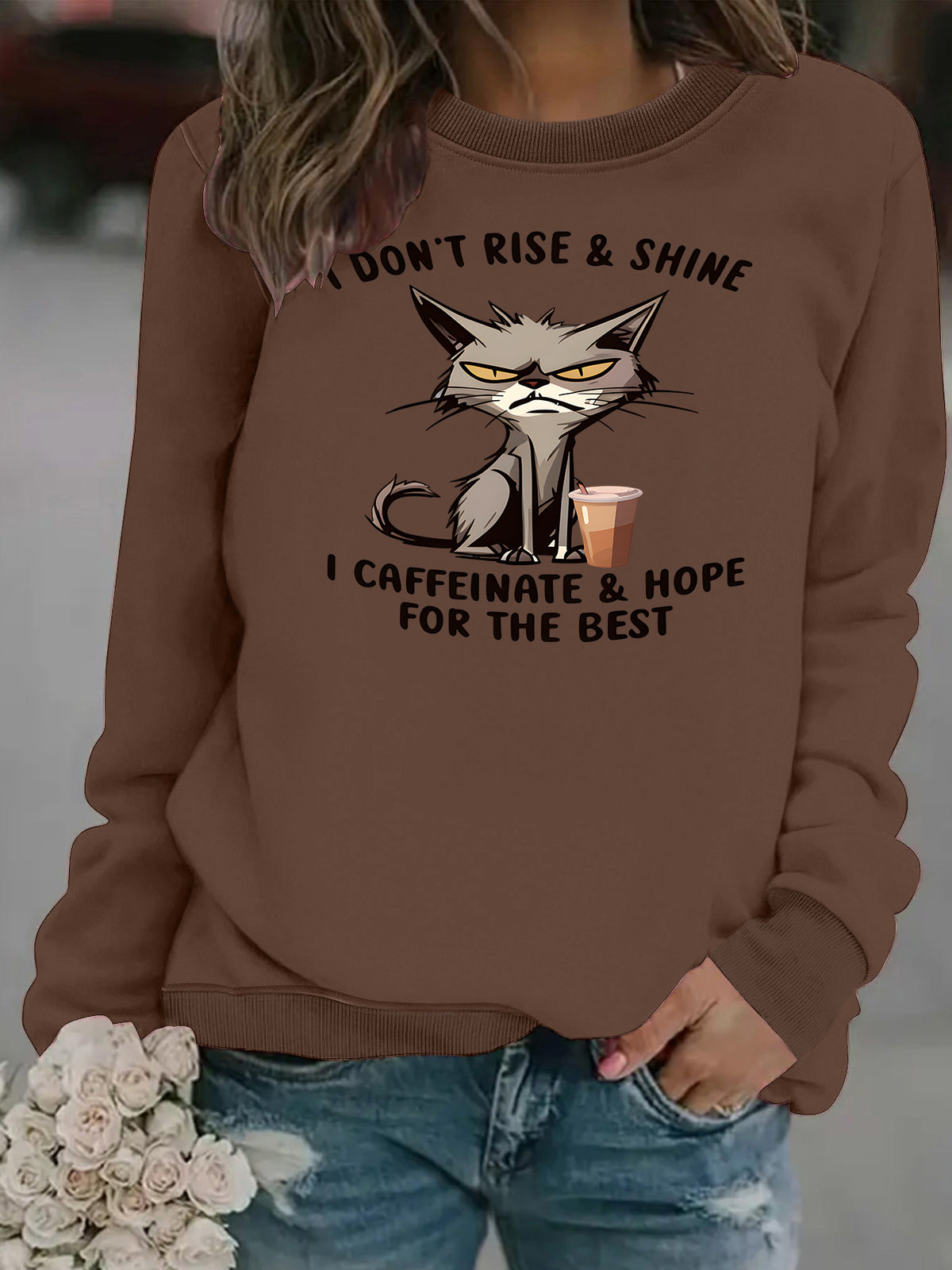Loose round neck long sleeved hoodie