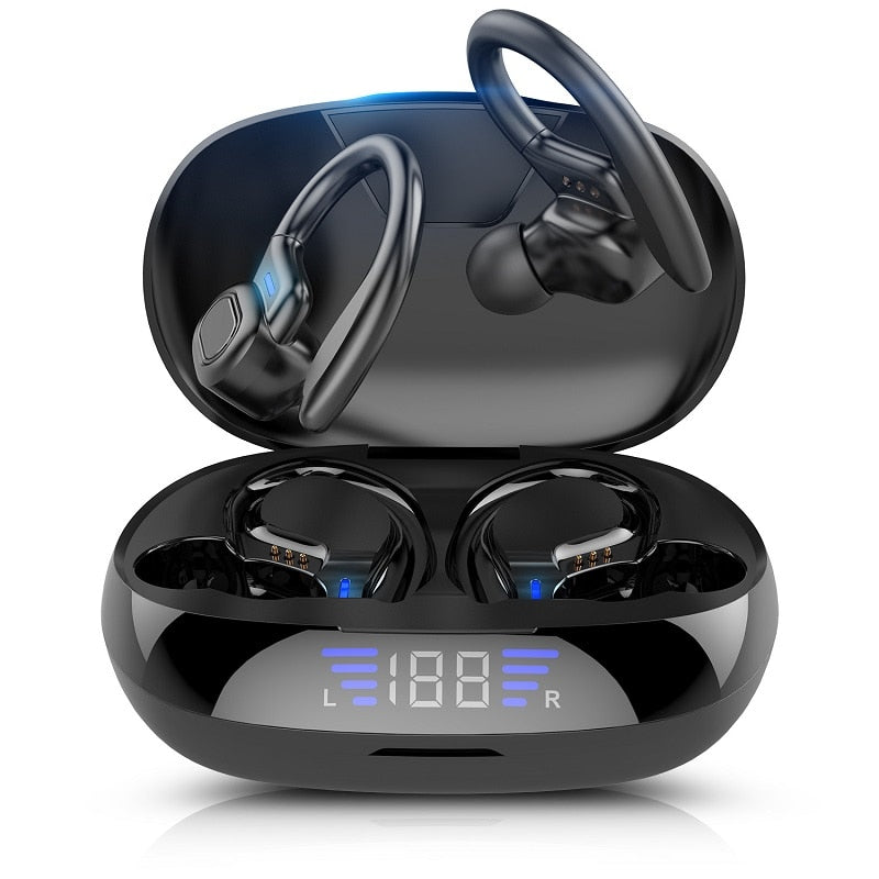 TWS VV2 Bluetooth Earphones With Microphones Sport Ear Hook LED Display Wireless Headphones HiFi Stereo Earbuds Waterproof Headsets