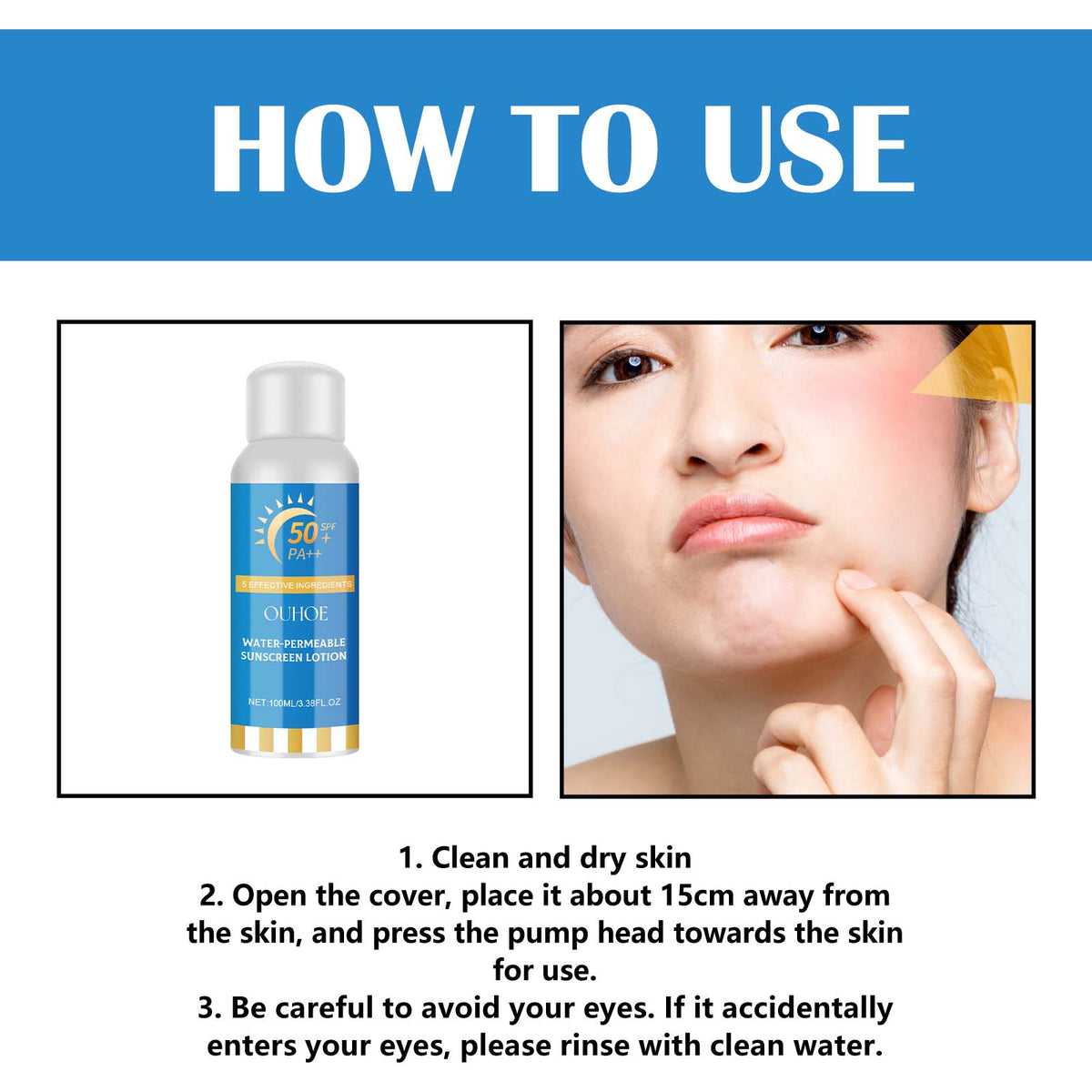 Water-Permeable Sunscreen Lotion, Summer Outdoor Isolation Uv Rapid Film Moisturizing Refreshing Non-Sticky
