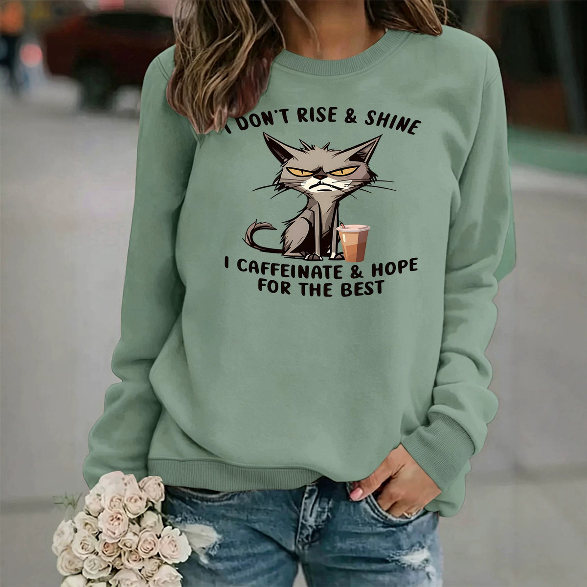 Loose round neck long sleeved hoodie