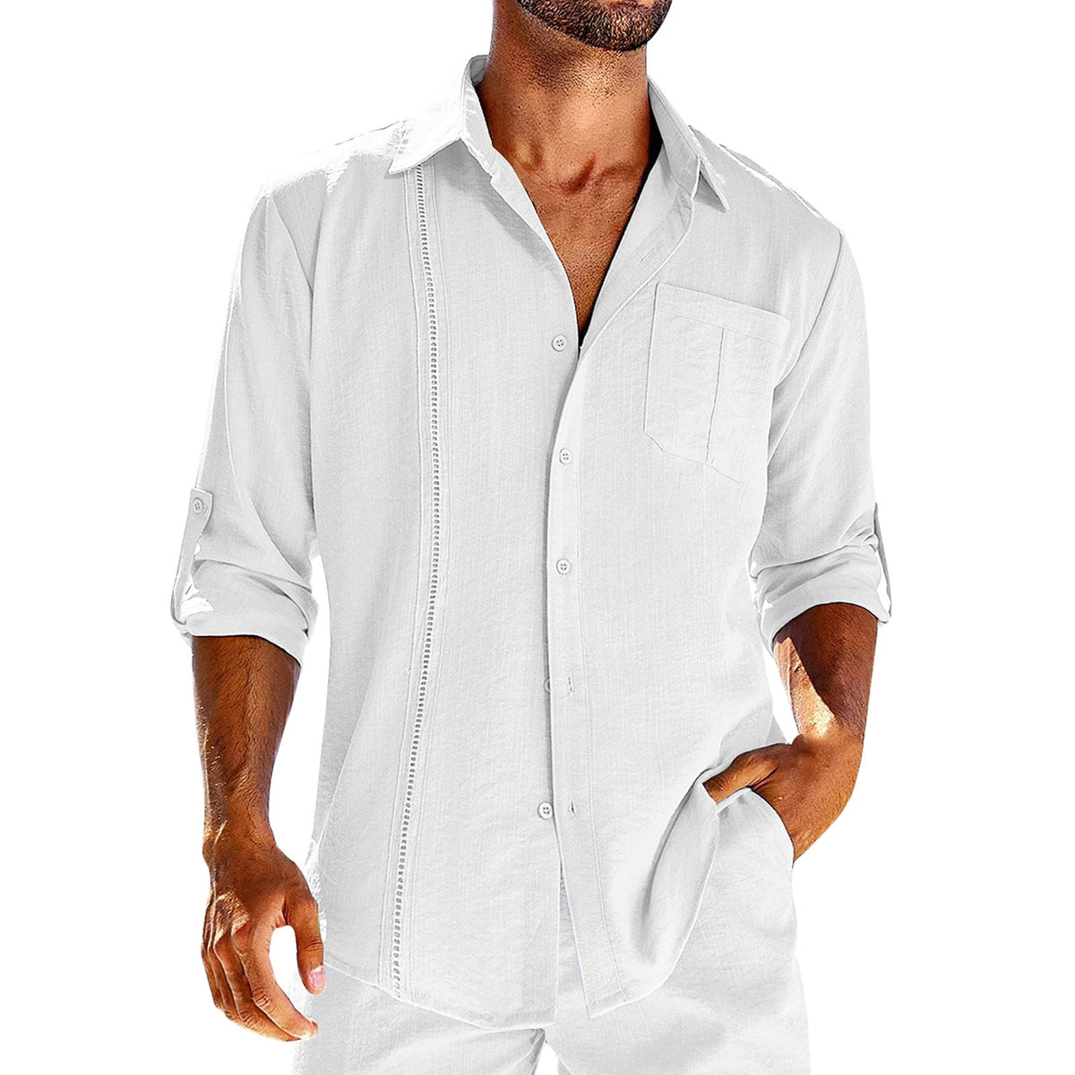 Herren Langarm Hemd Polo-Kragen – Elegantes Freizeithemd mit praktischer Brusttasche {{ DaniFest }}