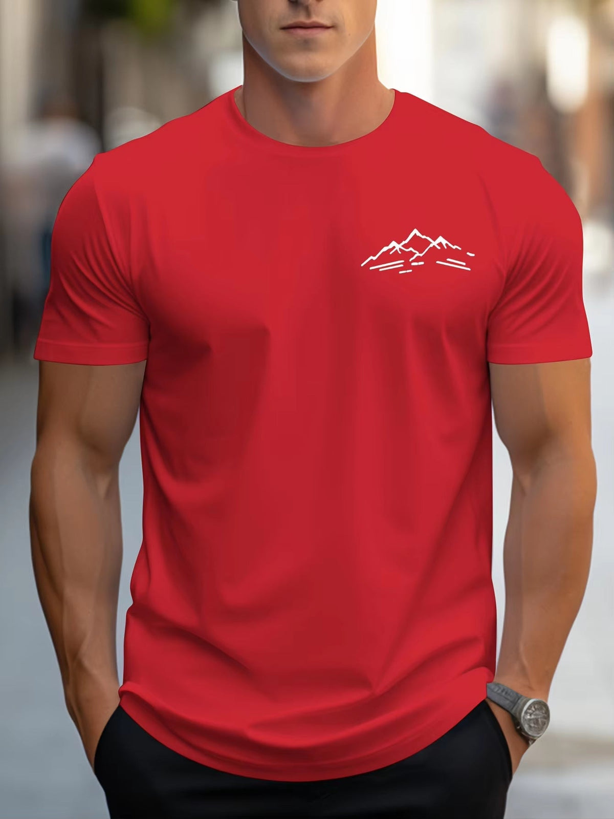 Herren T-Shirt mit Bergmotiv – Bequemes Relaxed Fit Sport Shirt für Outdoor-Abenteuer {{ DaniFest }}