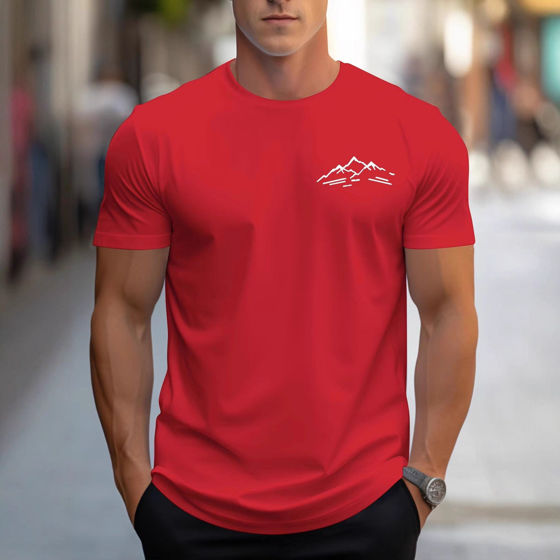 Herren T-Shirt mit Bergmotiv – Bequemes Relaxed Fit Sport Shirt für Outdoor-Abenteuer {{ DaniFest }}