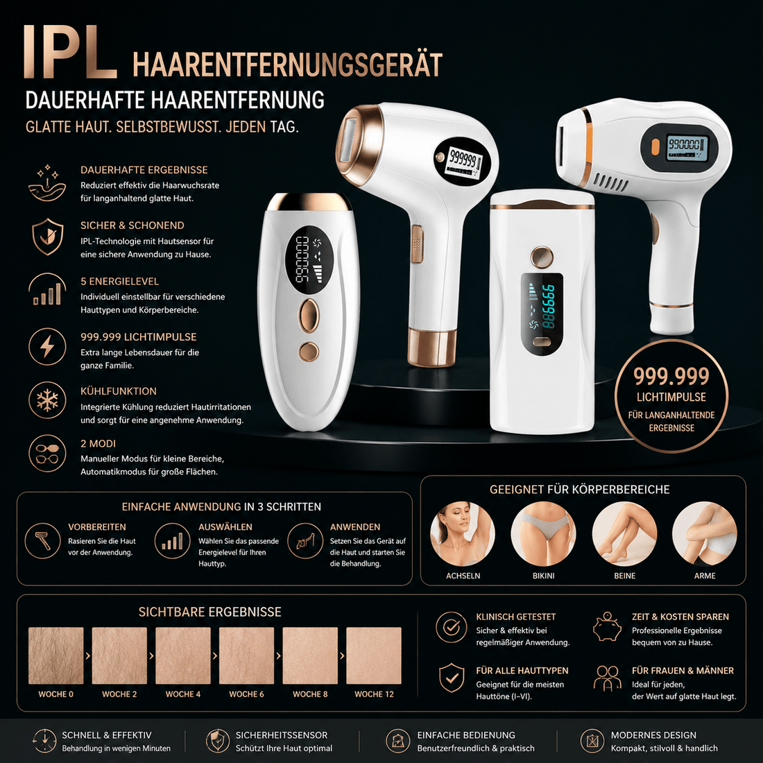 IPL Haarentfernungsgerät für Zuhause – Die Komfortlösung für langanhaltend glatte Haut {{ DaniFest }}