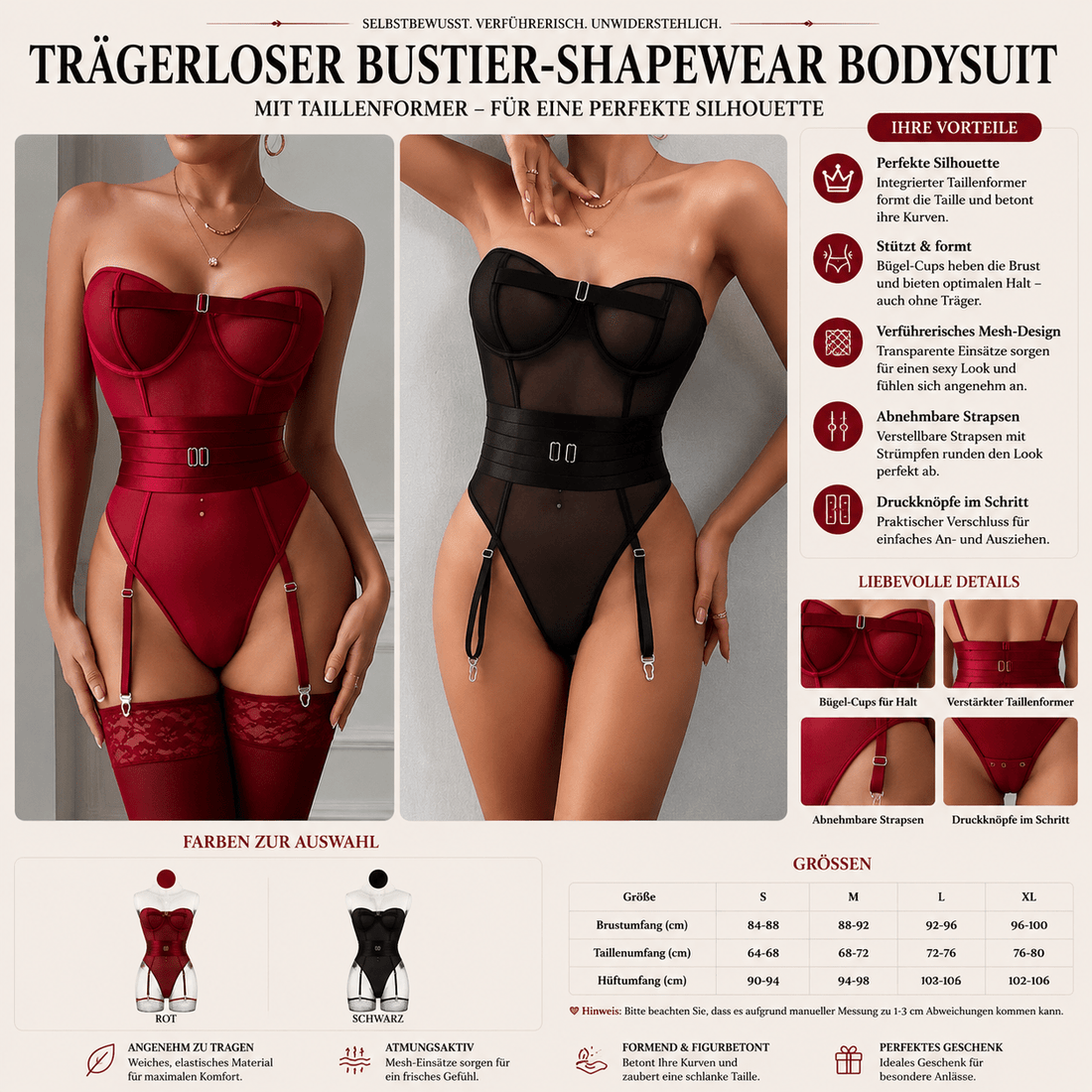 Trägerloser Bustier Bodysuit – Verführerische Silhouette ohne Träger {{ DaniFest }}