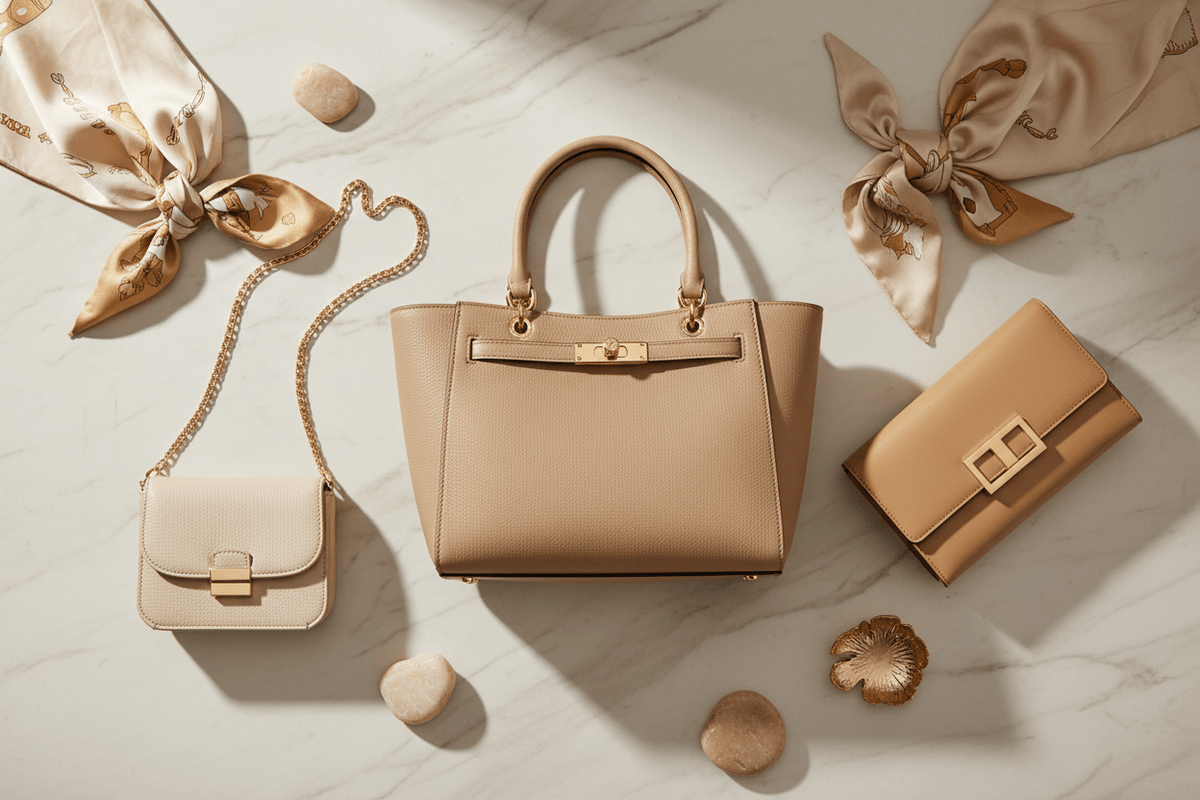 DaniFest Taschenkollektion – Elegante Handtaschen, Tote Bag und Clutch in warmen Neutraltönen