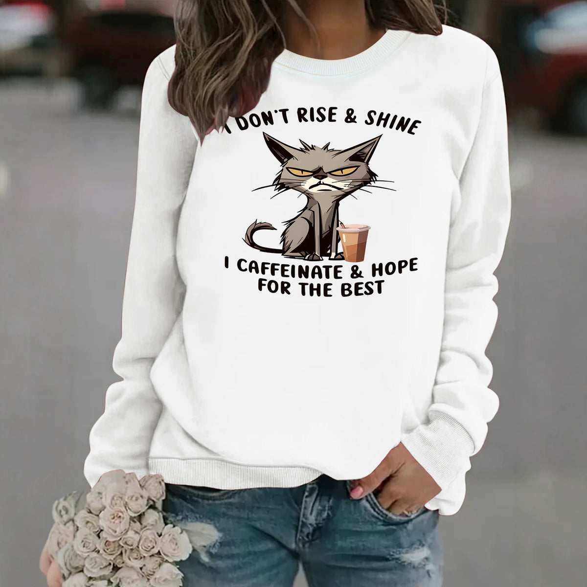 Loose round neck long sleeved hoodie