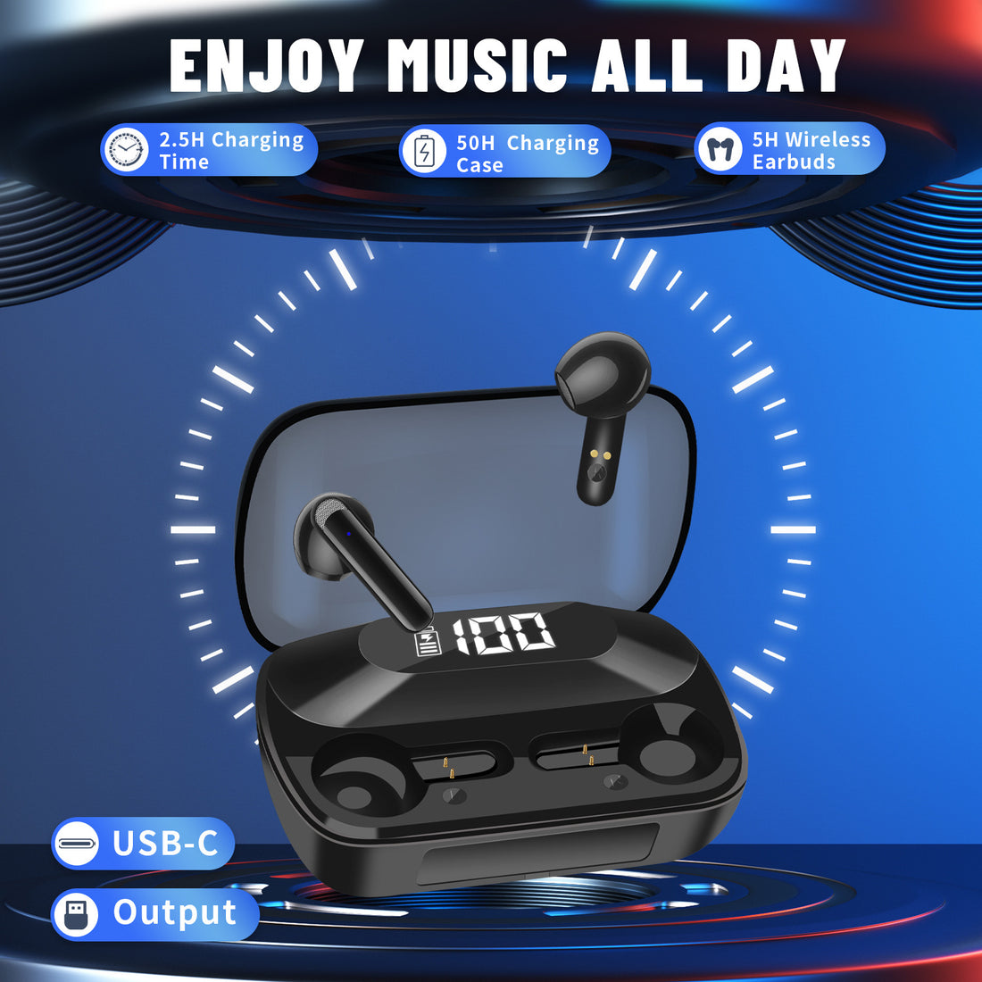 In-Ear-Kopfhörer mit Powerbank-Case