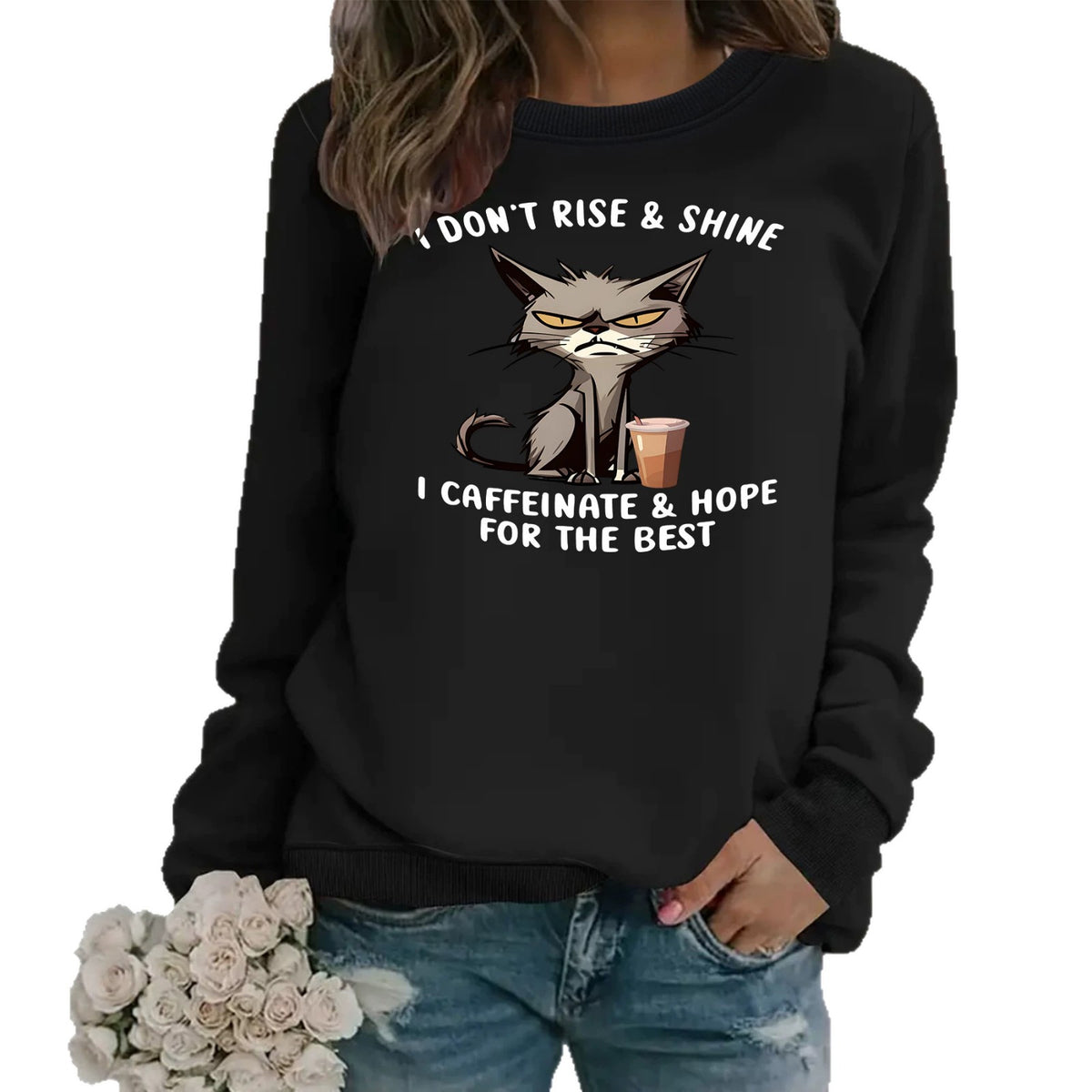 Loose round neck long sleeved hoodie