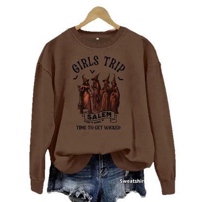 Printed casual long sleeved fleece hoodie