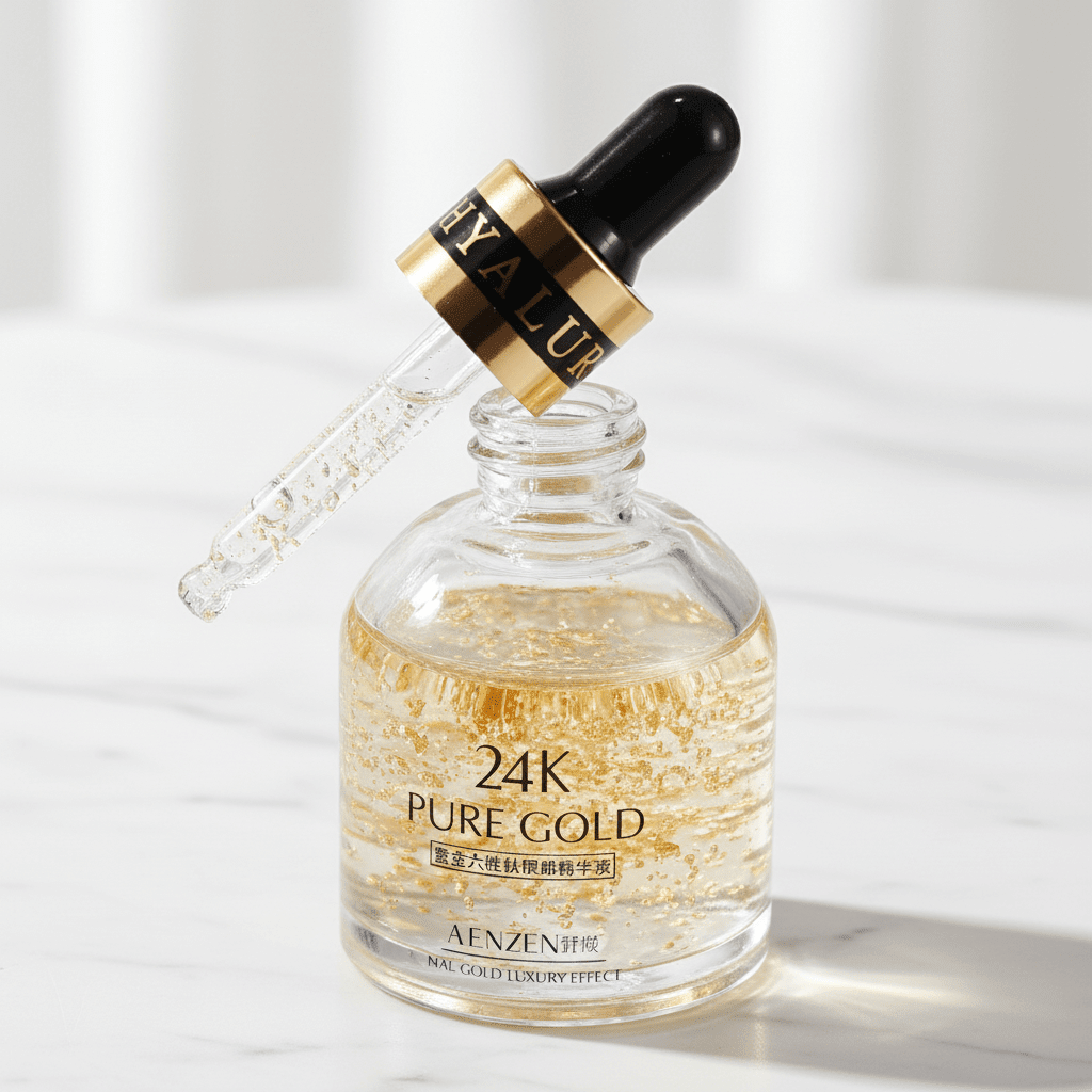 24K Gold Radiance Augenserum – Anwendung am Auge Nahaufnahme