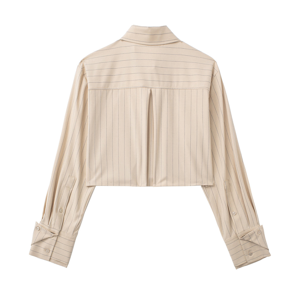 Damen Crop-Bluse mit Nadelstreifen