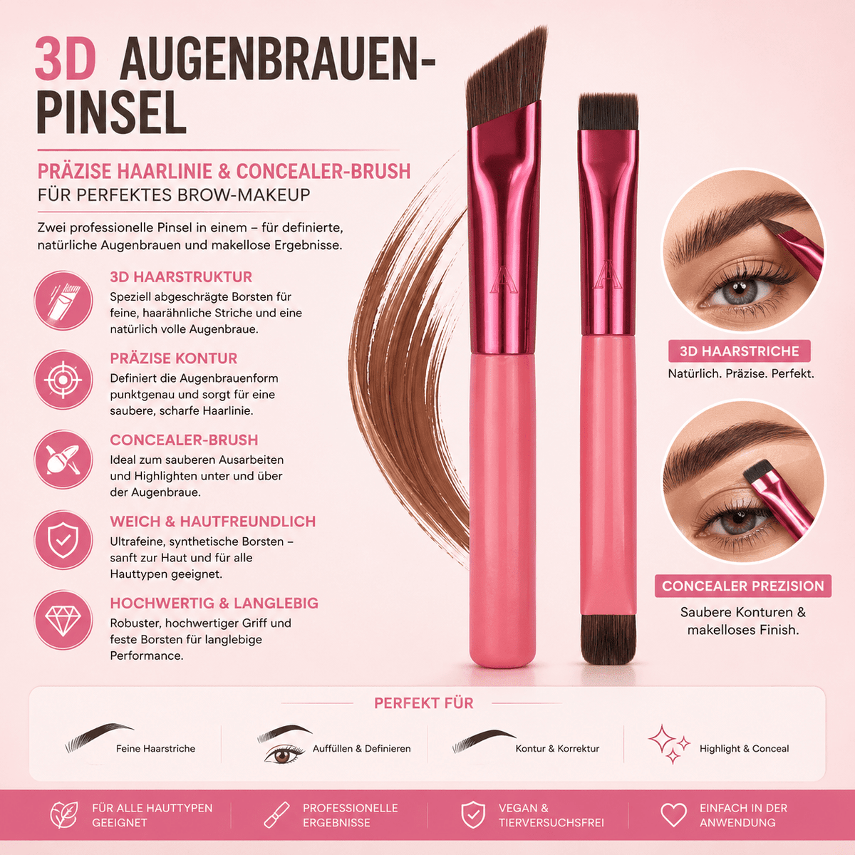 3D Augenbrauen-Pinsel mit Concealer-Applikator {{ Stilwerk }}