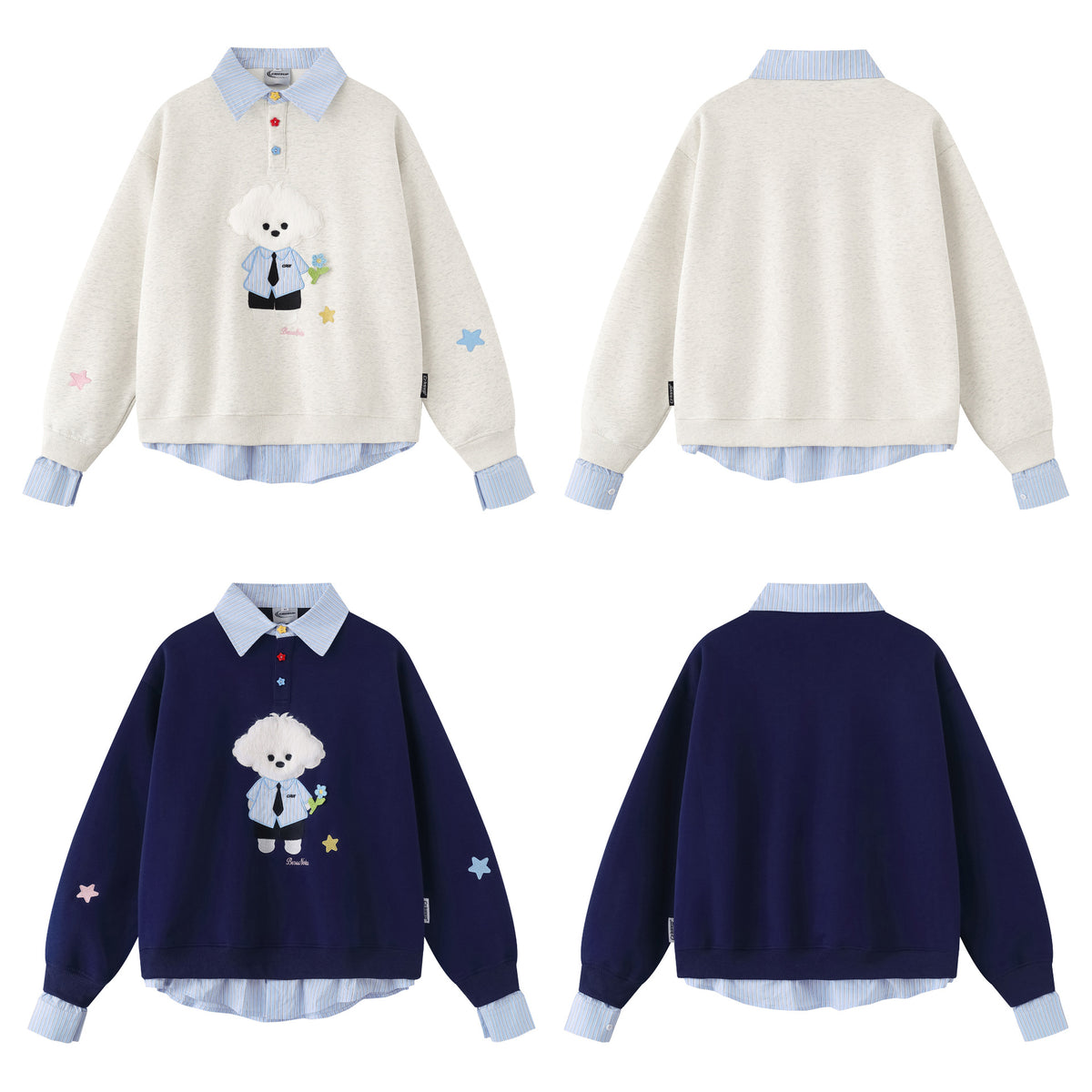 Fake two polo hoodies