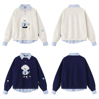 Fake two polo hoodies