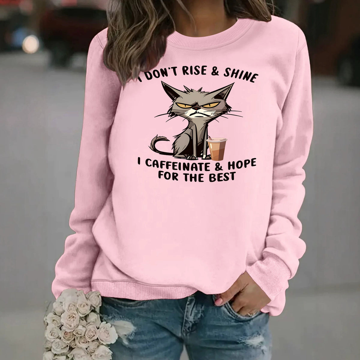 Loose round neck long sleeved hoodie