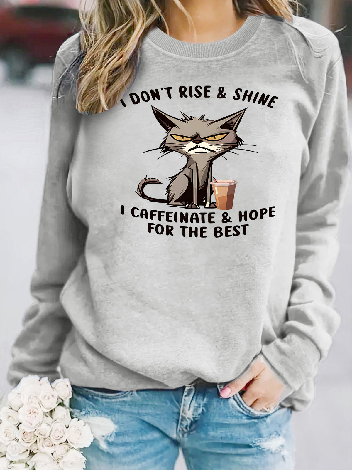 Loose round neck long sleeved hoodie