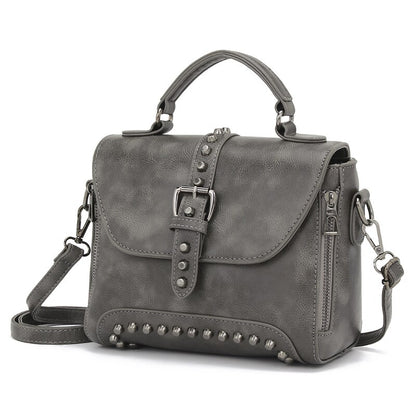 White Vintage Oil Leather Luxury Handbags Women Bags Designer Crossbody Bags For Women Rivet Small Ladies Hand bag