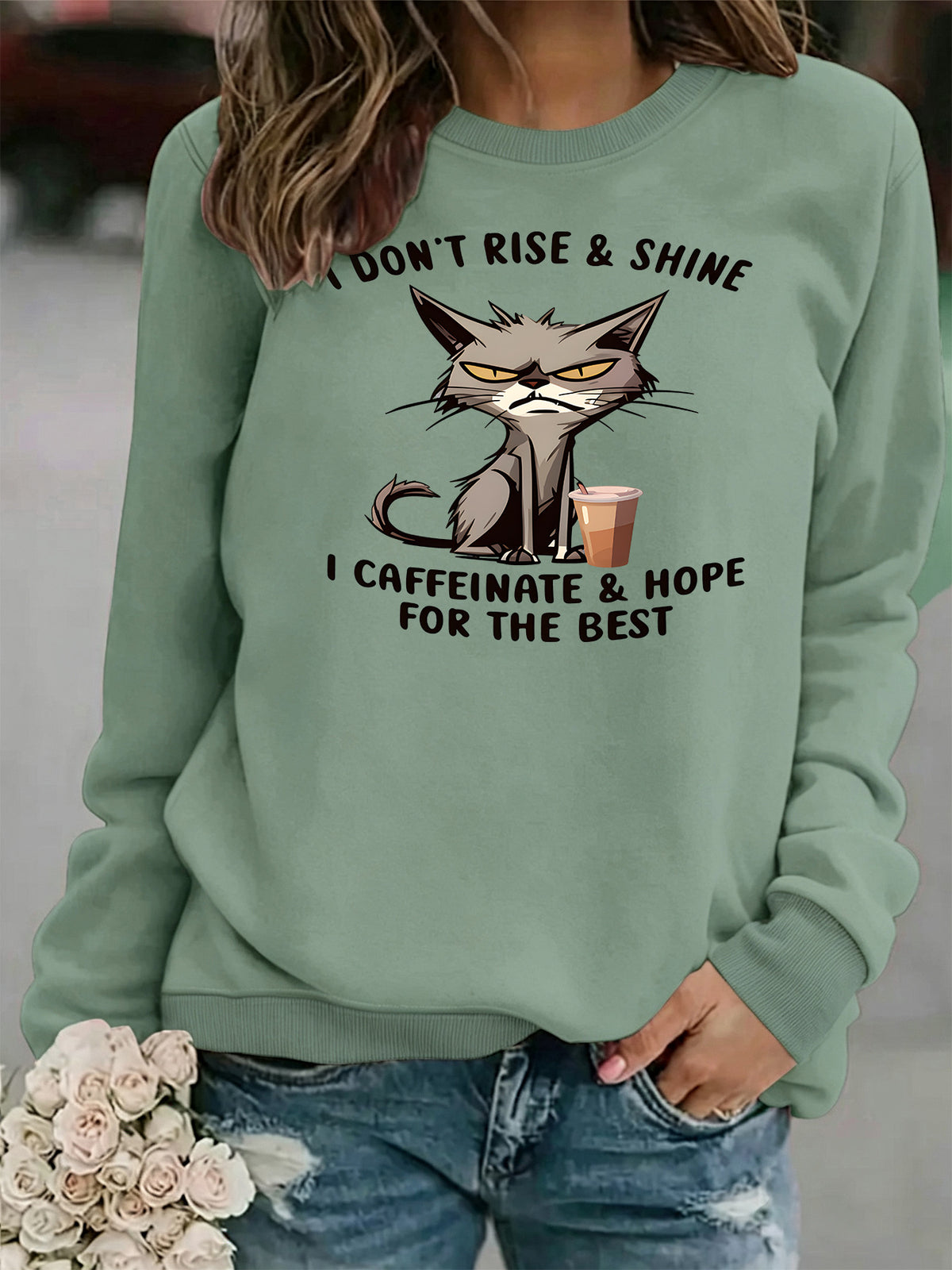 Loose round neck long sleeved hoodie