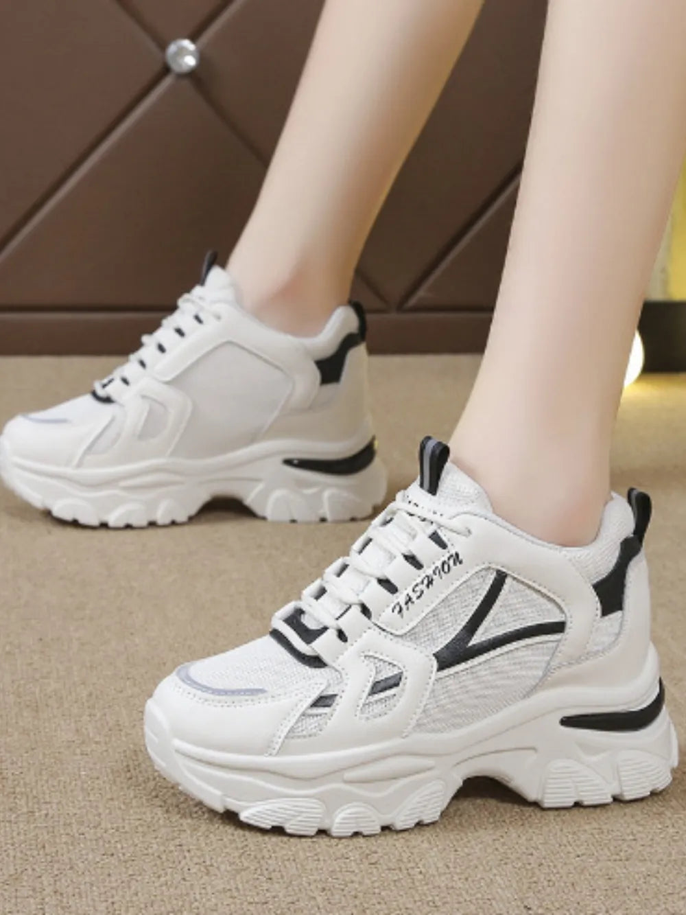 Damen Mesh Plateau-Sneaker