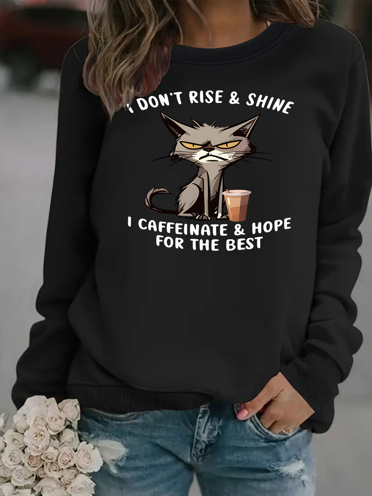 Loose round neck long sleeved hoodie