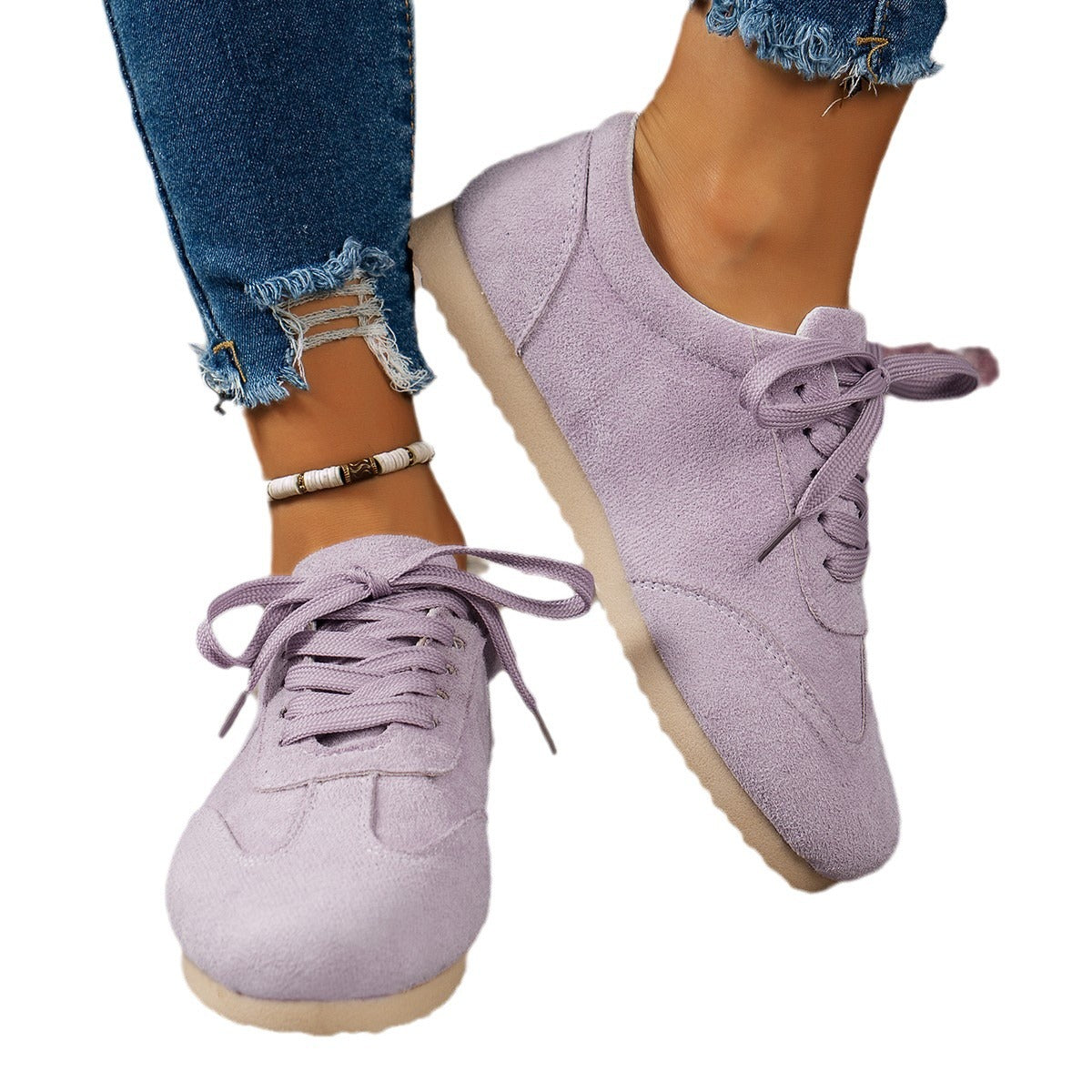 Lace Up Round Toe Sneakers