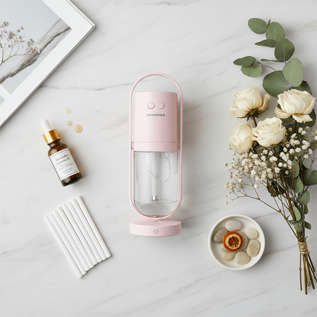 Ultraschall-Luftbefeuchter 200 ml – Leiser Aroma Diffuser mit LED-Licht, Nebelverteiler für Zuhause, Büro &amp; Schlafzimmer {{ DaniFest }}