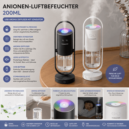 Ultraschall-Luftbefeuchter 200 ml – Leiser Aroma Diffuser mit LED-Licht, Nebelverteiler für Zuhause, Büro &amp; Schlafzimmer {{ DaniFest }}