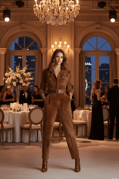 Sportlicher Velours Jumpsuit für bequeme und stilvolle Freizeitmomente {{ DaniFest }}