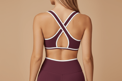 Cross High Waist Sport-Anzug für Damen – Farbkontrast, Rückenfrei, Figurbetonter Yoga-Anzug {{ DaniFest }}