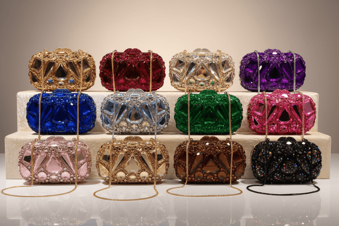 Damen Abendtasche Clutch – Luxuriöse Tropfenform mit Glassteinen, Elegante Handtasche für Events {{ DaniFest }}