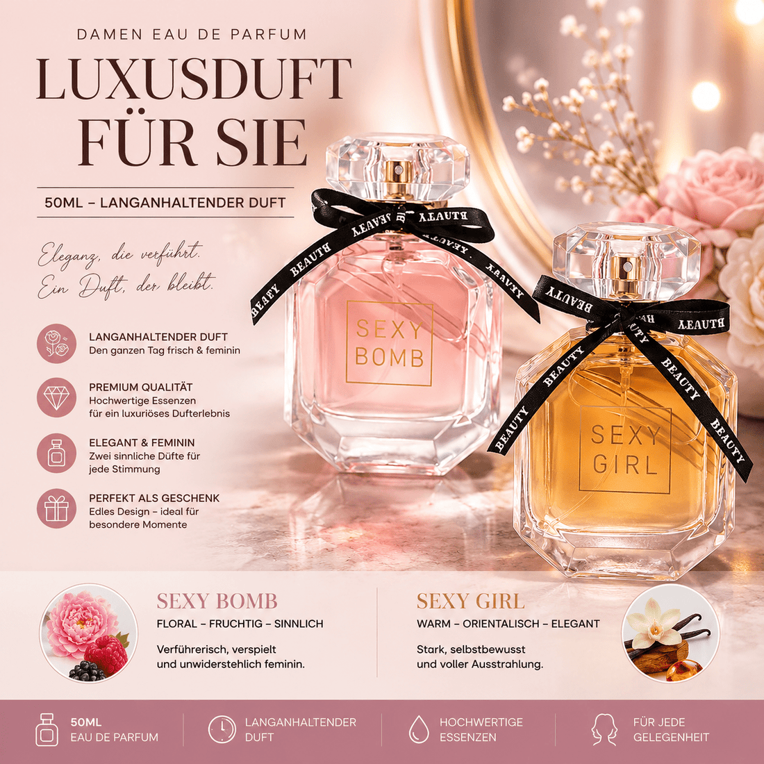Damen Eau de Parfum 50ml – Langanhaltender Duft {{ DaniFest }}