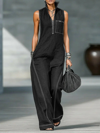 Damen Jumpsuit ärmellos – Leichter Baumwoll-Leinen Overall für den perfekten Sommerlook {{ DaniFest }}