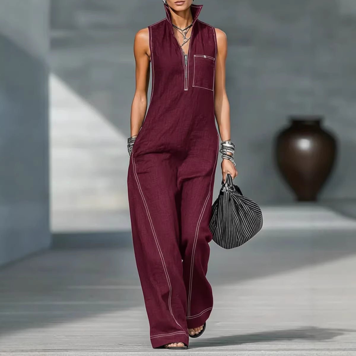 Damen Jumpsuit ärmellos – Leichter Baumwoll-Leinen Overall für den perfekten Sommerlook {{ DaniFest }}