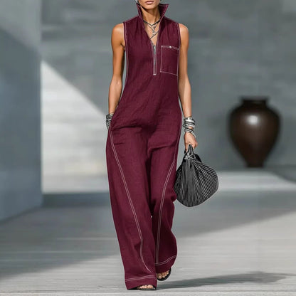 Damen Jumpsuit ärmellos – Leichter Baumwoll-Leinen Overall für den perfekten Sommerlook {{ DaniFest }}