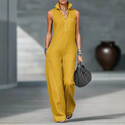 Damen Jumpsuit ärmellos – Leichter Baumwoll-Leinen Overall für den perfekten Sommerlook {{ DaniFest }}