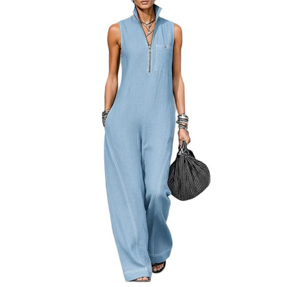 Damen Jumpsuit ärmellos – Leichter Baumwoll-Leinen Overall für den perfekten Sommerlook {{ DaniFest }}