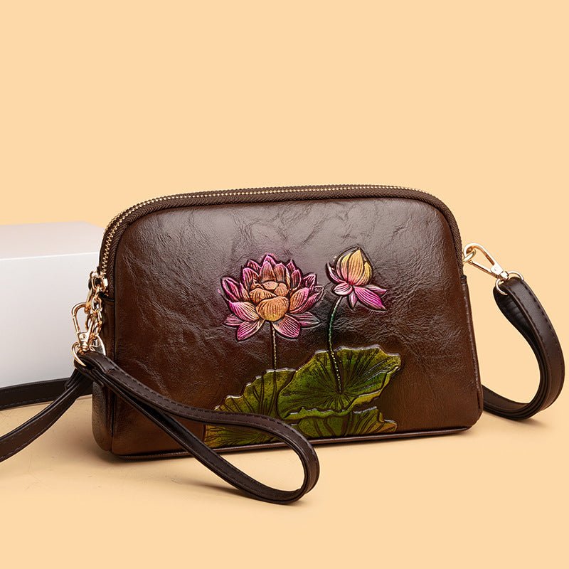Damen Umhängetasche Vintage Leder – Ethnischer Stil mit Prägung {{ DaniFest }}
