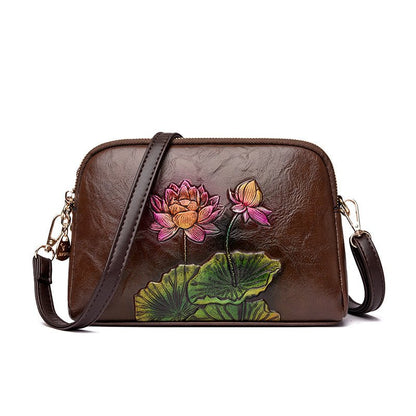 Damen Umhängetasche Vintage Leder – Ethnischer Stil mit Prägung {{ DaniFest }}