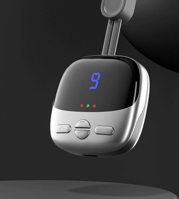 DaniFest Nackenmassagegerät in Silber mit digitalem Display, Wärmefunktion und intuitiven Steuertasten