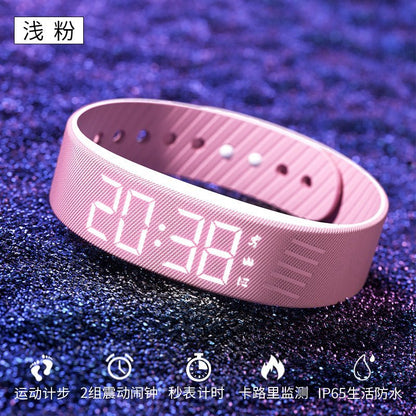 DaniFest Fitnessarmband für Mädchen in Hellrosa mit digitalem Display, Schrittzähler und wasserdichtem Design