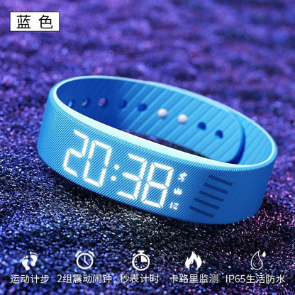 DaniFest blaues digitales Fitnessarmband mit LED-Display, Schrittzähler und wasserdichtem Design für Mädchen