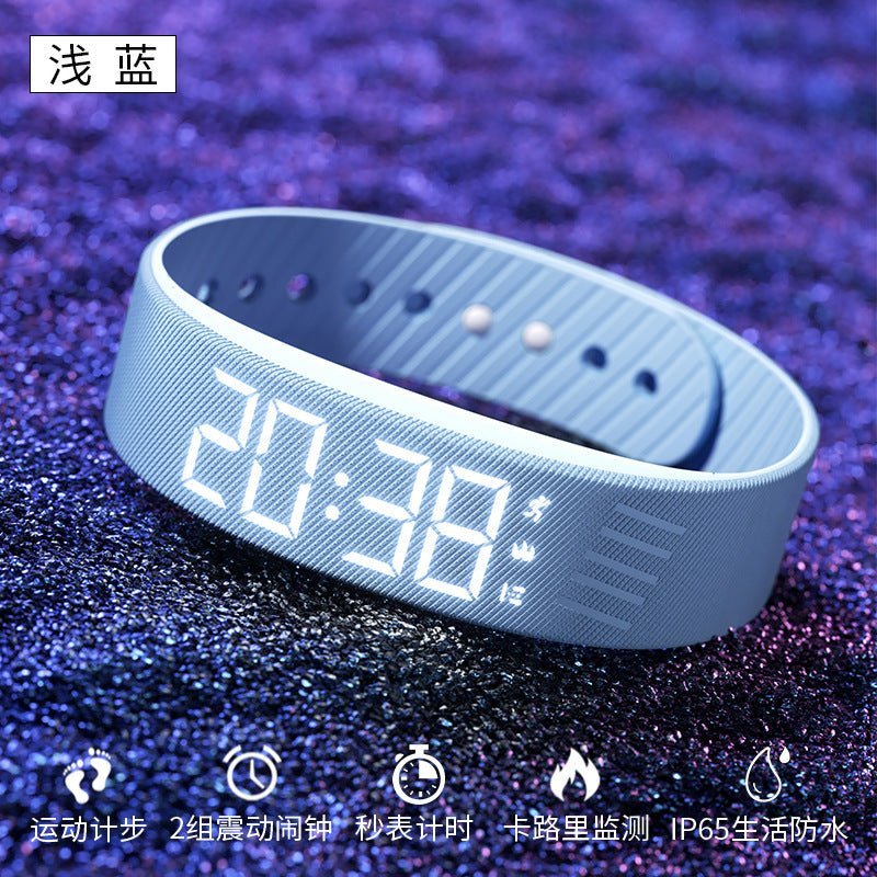 DaniFest hellblaues digitales Fitnessarmband mit LED-Display, Schrittzähler und wasserdichtem Design für Mädchen