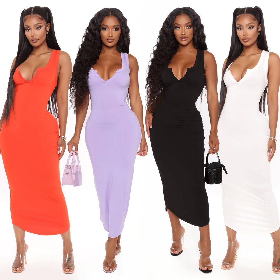Elegantes Maxikleid mit V-Ausschnitt für jeden Anlass {{ DaniFest }}