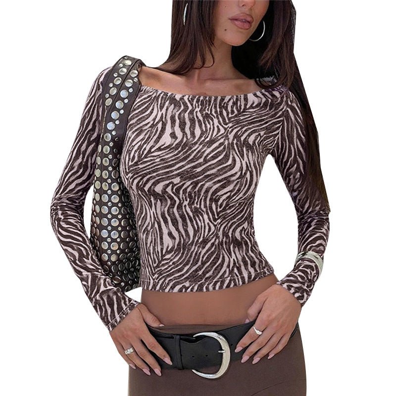 Figurbetonendes Zebra-Streifen Top mit Langarm – Trendiges Damen-Shirt {{ DaniFest }}