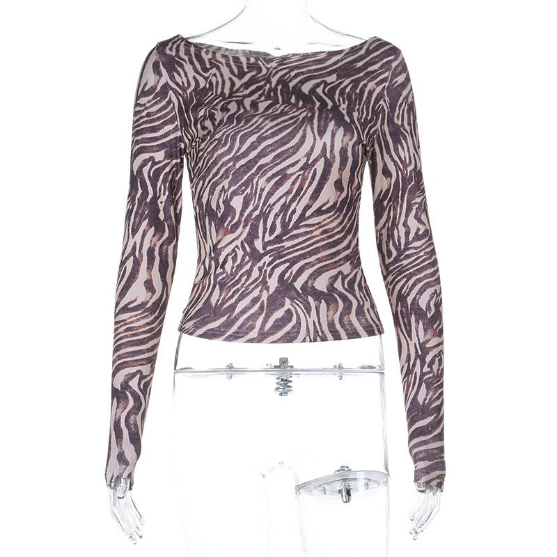 Figurbetonendes Zebra-Streifen Top mit Langarm – Trendiges Damen-Shirt {{ DaniFest }}