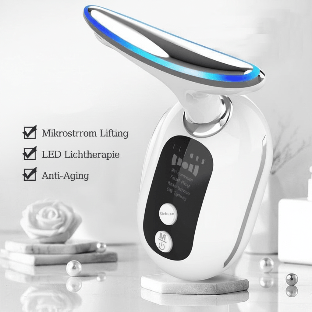 Hals &amp; Gesicht Beauty-Gerät – Mikrostrom &amp; LED Lichttherapie für straffere Haut und jugendliches Aussehen {{ DaniFest }}