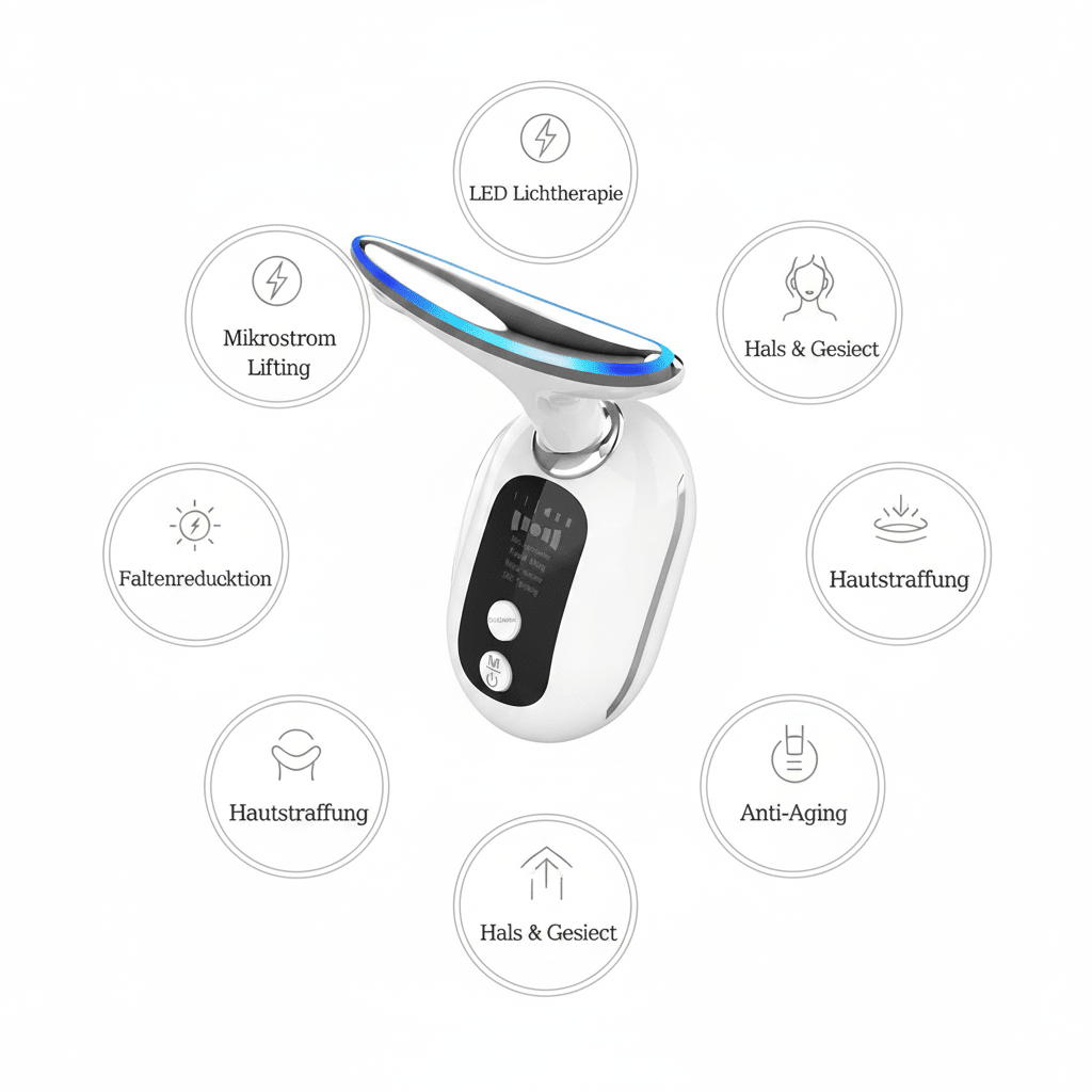 Hals &amp; Gesicht Beauty-Gerät – Mikrostrom &amp; LED Lichttherapie für straffere Haut und jugendliches Aussehen {{ DaniFest }}