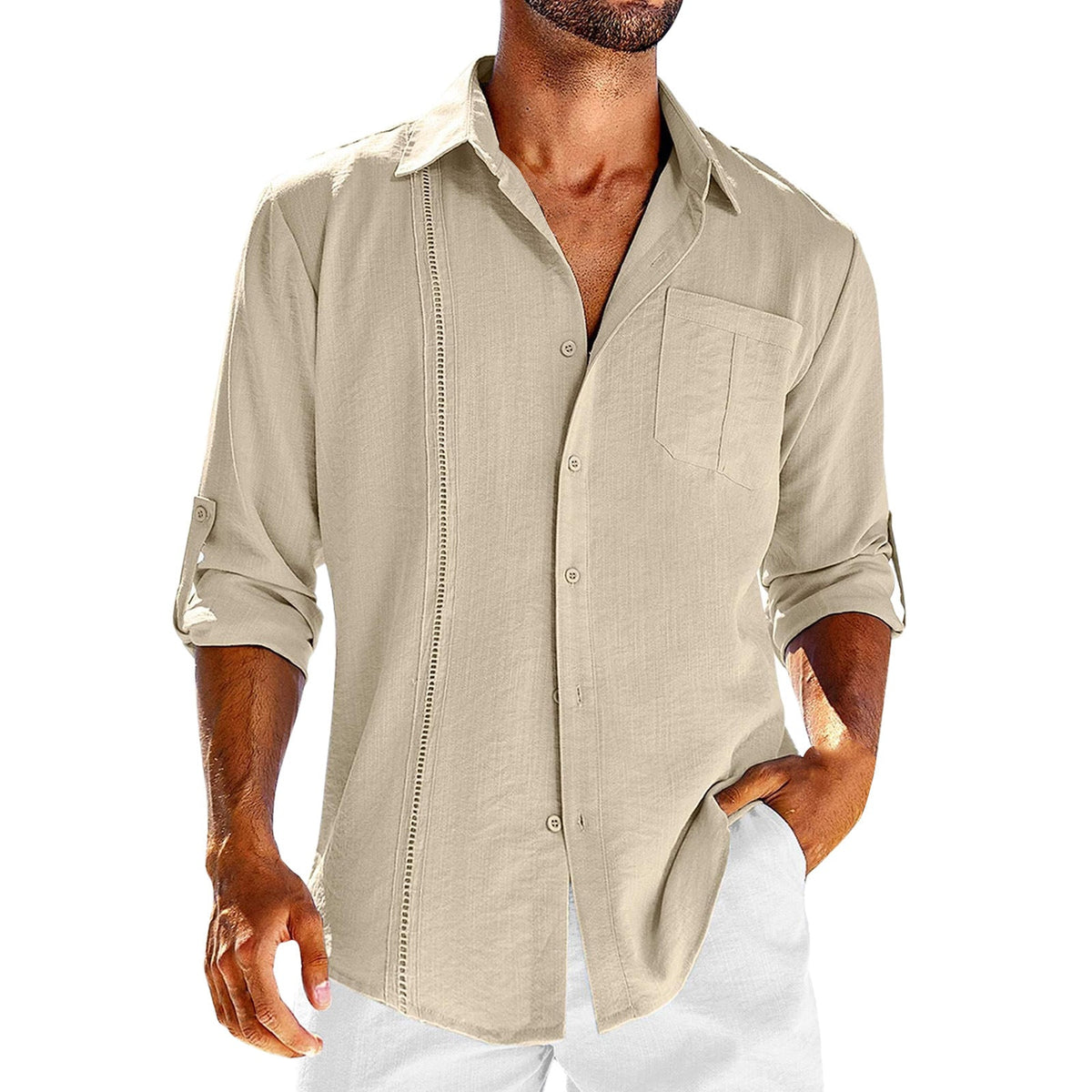 Herren Langarm Hemd Polo-Kragen – Elegantes Freizeithemd mit praktischer Brusttasche {{ DaniFest }}